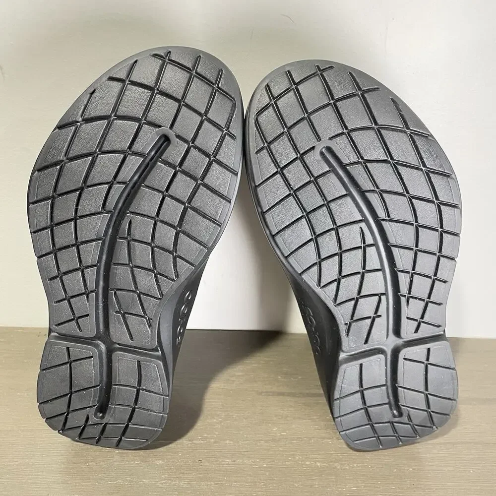 Oofos Mens 9.5 Slides NEW OOCozee Black Sherpa Lined Recovery Shoes Slip On Fur